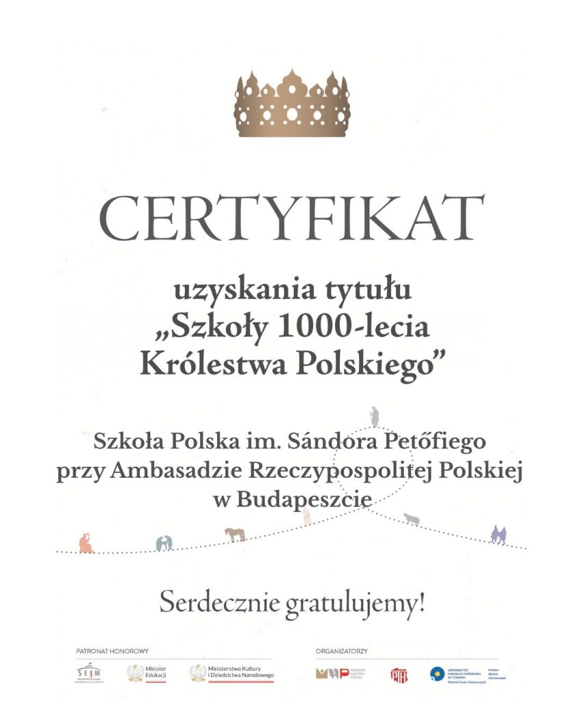 Nasza szkoła z tytułem „Szkoły 1000-lecia Królestwa Polskiego”!